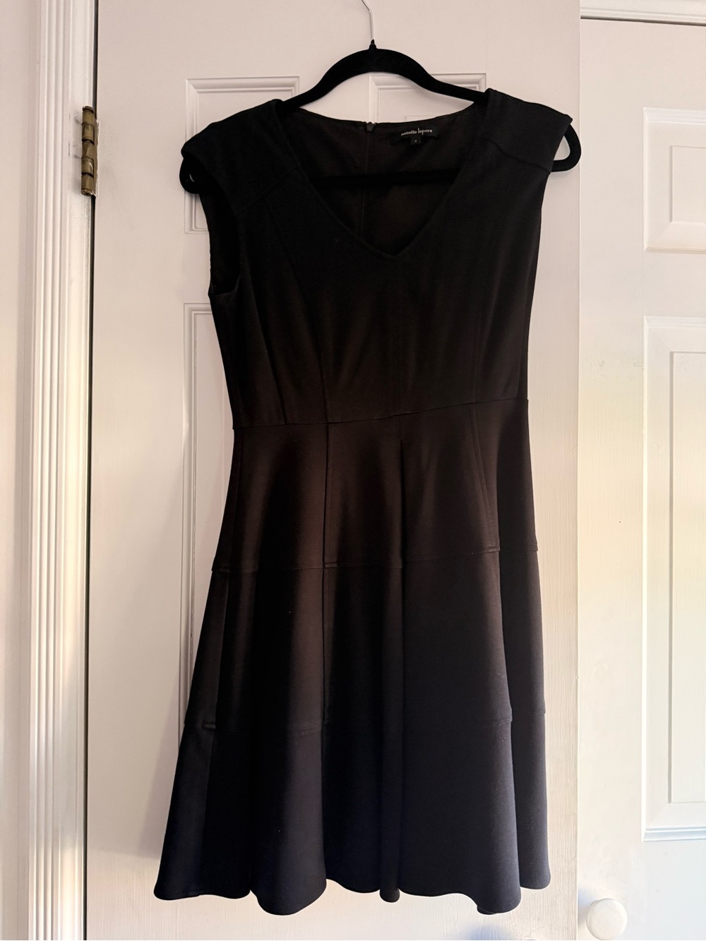 Nanette Lepore Black V-Neck Fit-and-Flare Midi Dress